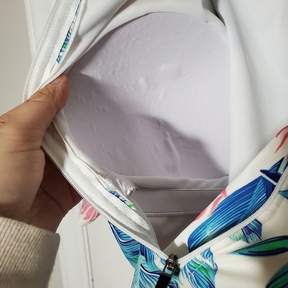 CONSERVATIVE Tropical Zip Up Swimsuit - Picture 3 of 10